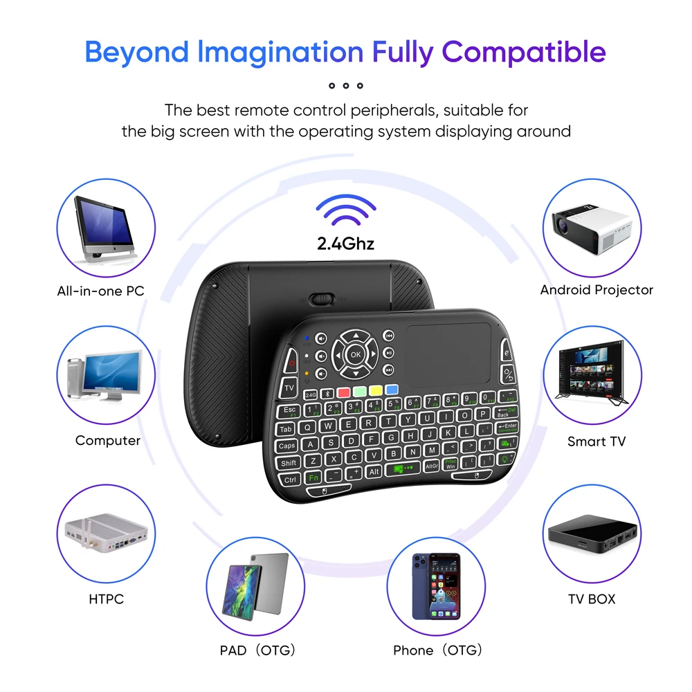 Smart Home Keyboard - Mini Klavye Jiroskop Çift Modlu 2.4G