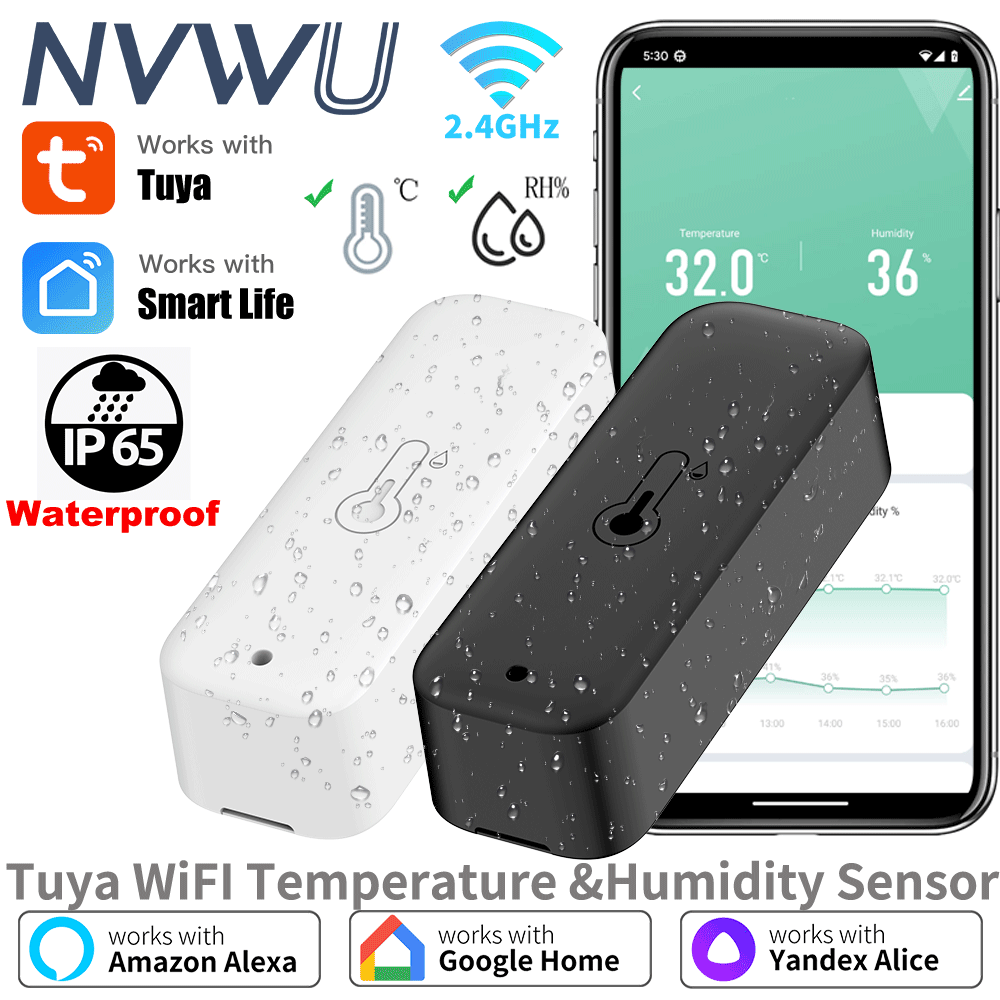 Smart Home Green - Tuya WiFi Sıcaklık Nem Sensörü IP65