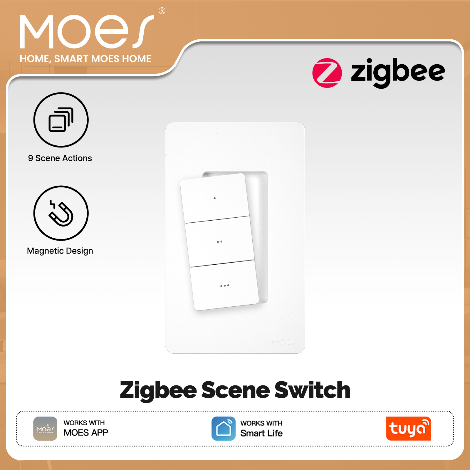 Smart Home Switch - MOES Tuya Zigbee Akıllı Kablosuz Sahne