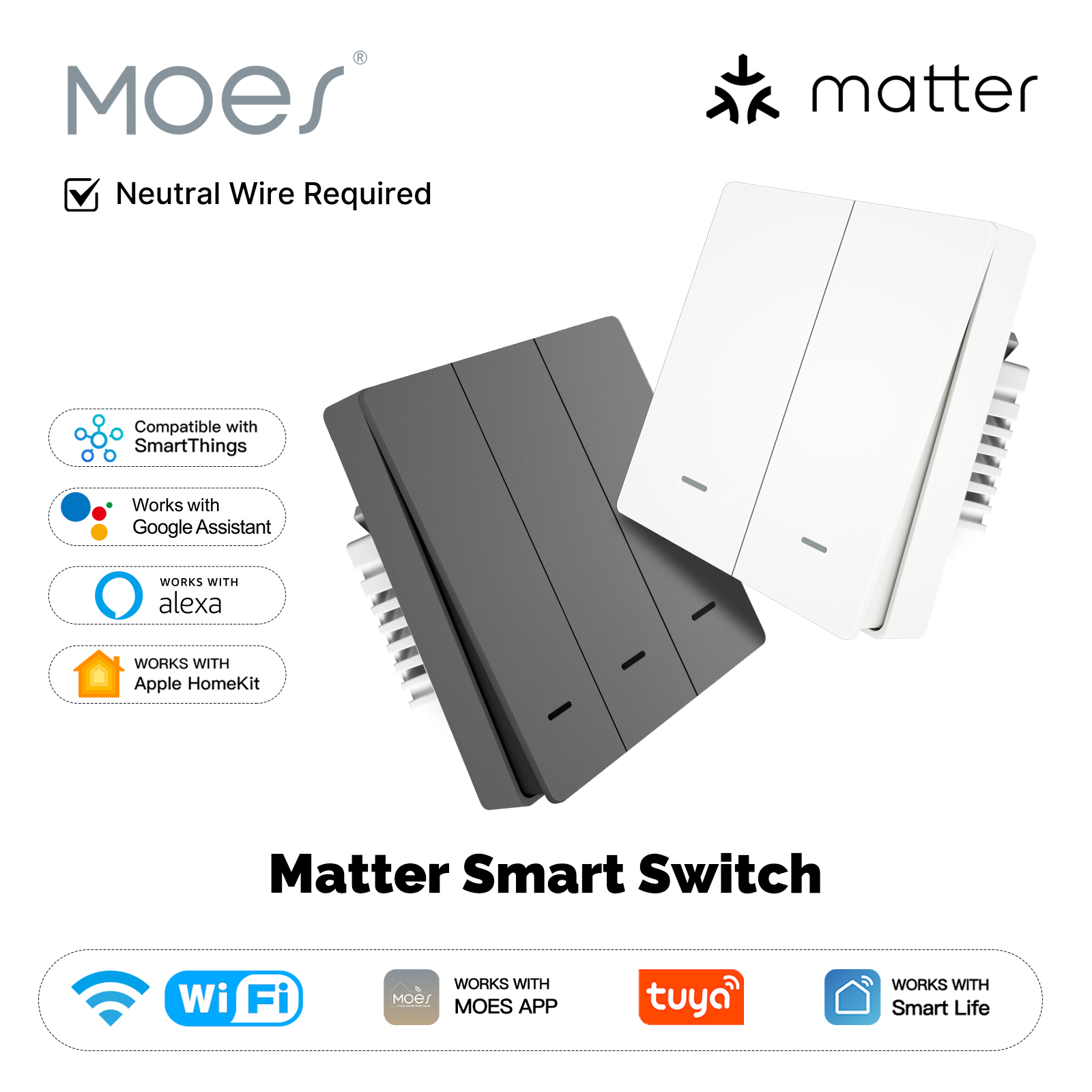 Smart Home Button - MOES Matter Tuya WiFi Akıllı Işık
