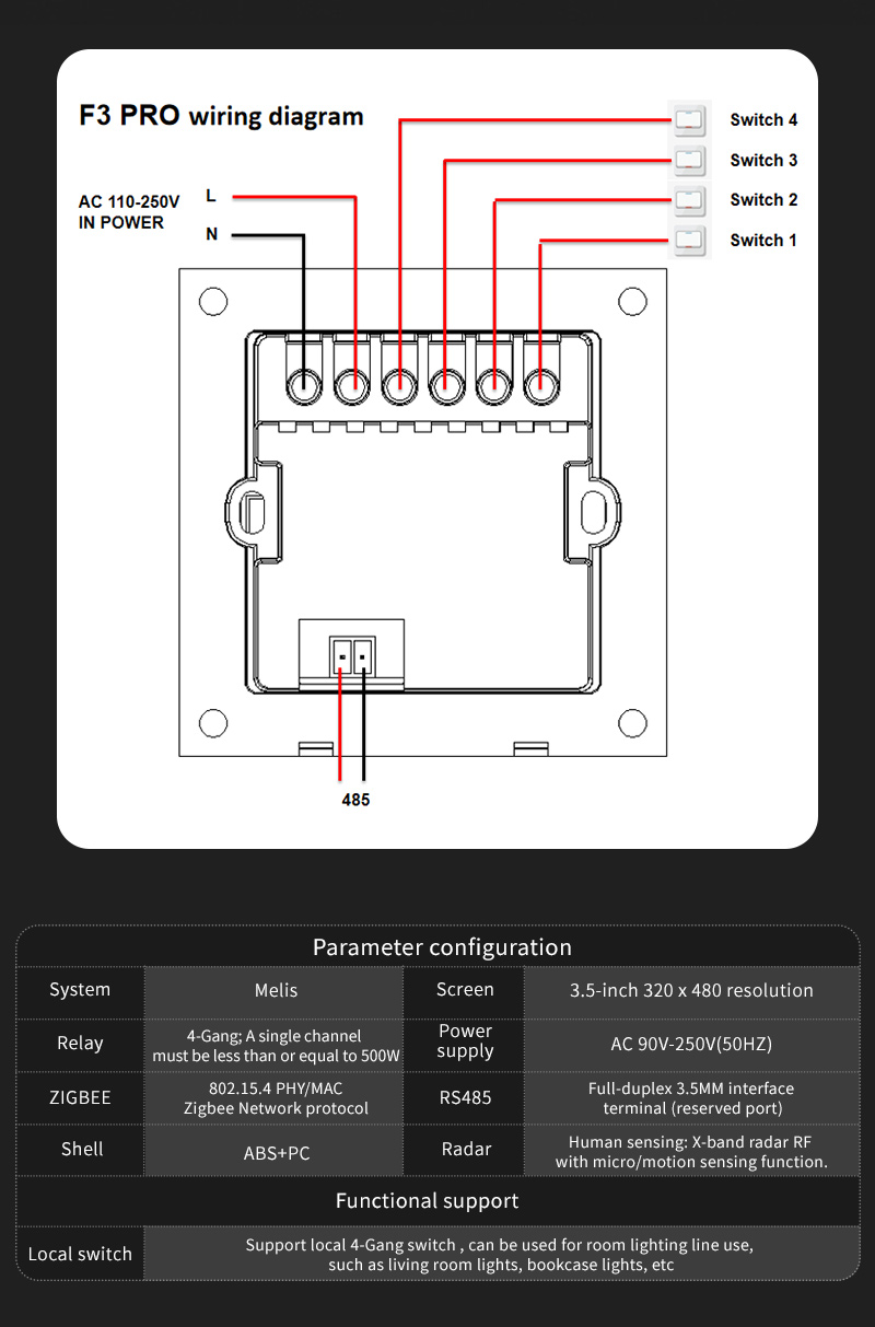 F3 Pro 3.5 İnç IPS Dokunmatik  - Smart Home Switch incelemesi ve fiyatı